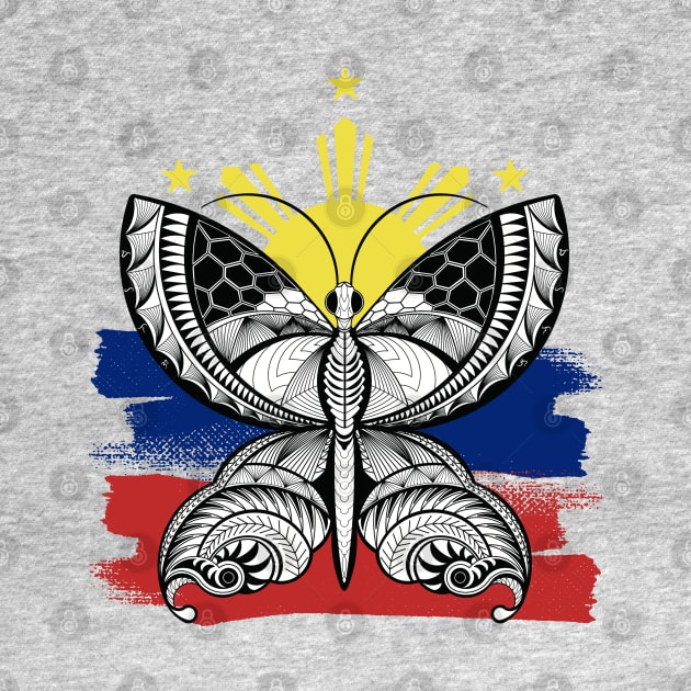 Philippine 3 Star & Sun / Tribal line Art Butterfly by Pirma Pinas